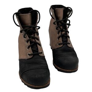 Sorel PDX 1964 Brown Black Wedge Ankle Boots Size 9 Women's